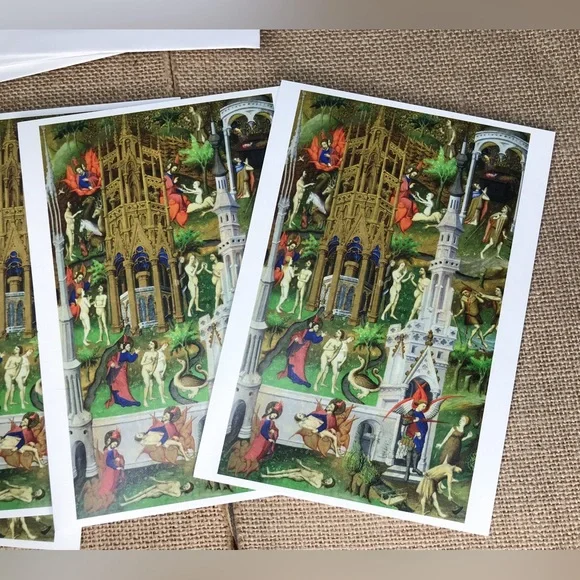 Pomegranate Bedford Hours Garden Of Eden Creation Genesis Cain Abel Note Cards - Picture 2 of 4